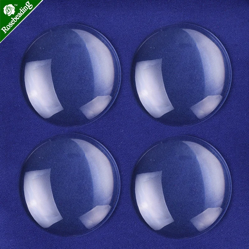 

50pcs Clear Round Glass Dome Cabochon Glass Tile Flatback Crystal Magnifying Cameo Base Cover fit 35mm Cameo Cabochon Setting