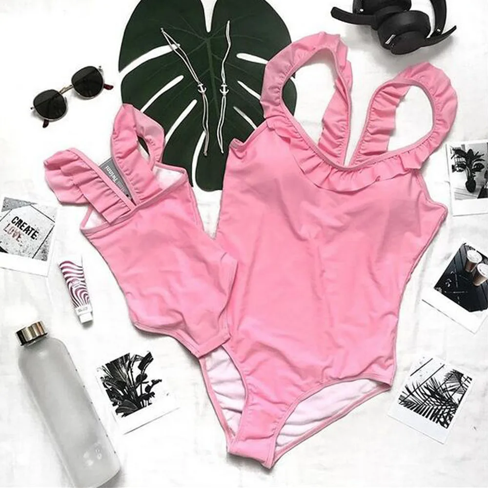 Женский слитный купальник с рюшами для мамы и дочки | Мать ребенок