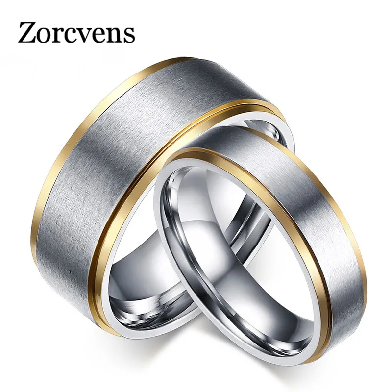 ZORCVENS золотого цвета из нержавеющей стали его и ее обещание кольцо пара