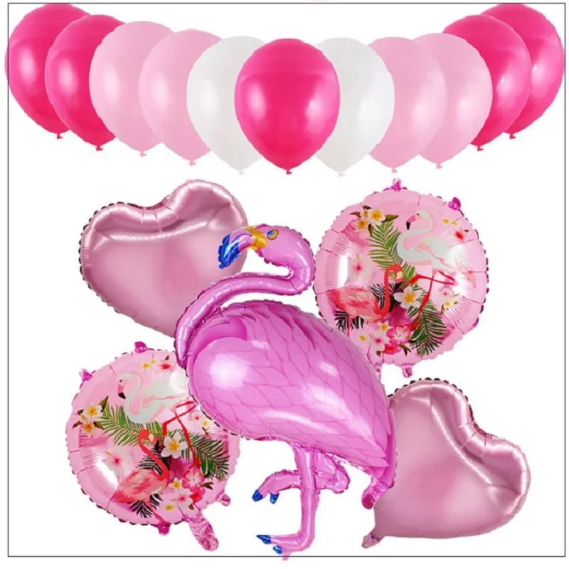 

16 pcs Flamingo Foil Balloons Summer Party Hawaiian Tropical Luau Party Supplies Children Day Decor Baby Shower Birthday Balloon