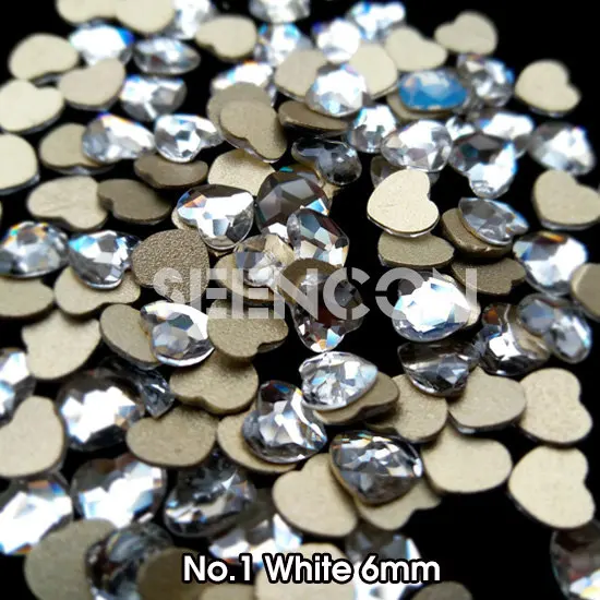 1 white Япония nail art 10 шт./лот 6 мм надписи Sweet Love Heart Стразы для маникюра, высшее качество, аксессуары со стразами с плоской задней частью - Цвет: 1 white