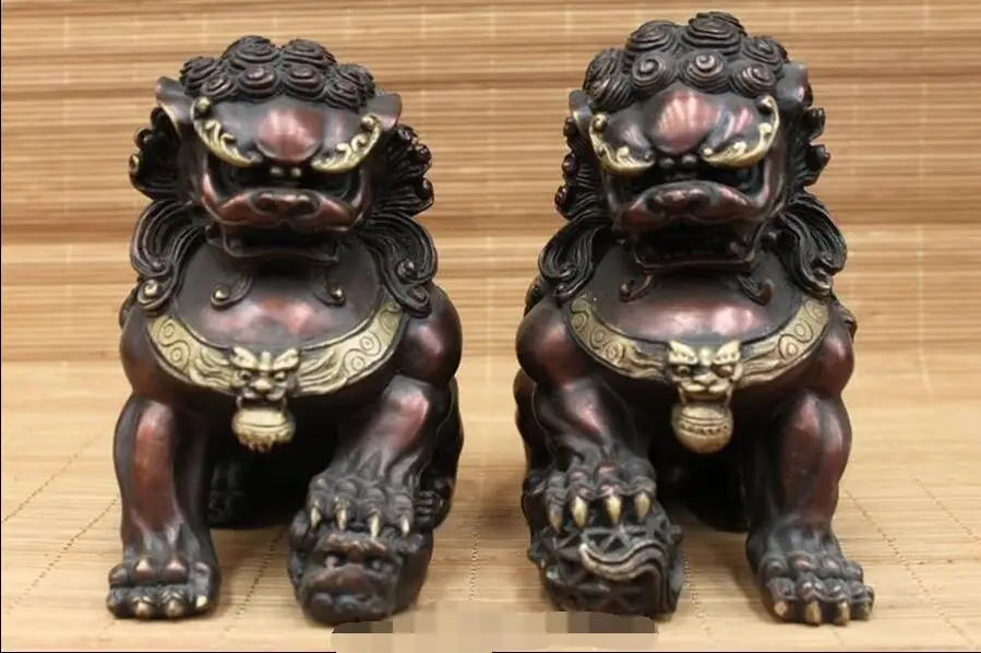 Китай (материк) Королевский Feng Shui чистая красная бронза зла охранник двери Фу