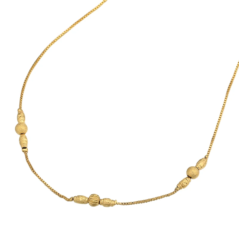 Vintage Beads Necklace 1mm Box Chain Gold color Clavicle For Women Jewelry Gift Collier |