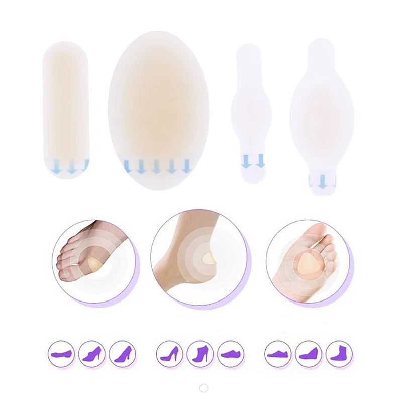 

4pcs Foot Care Heel Blister Plaster Tape Adhesive Hydrocolloid Gel Blister Plaster Anti-wearing Heel Sticker Pedicure Patch