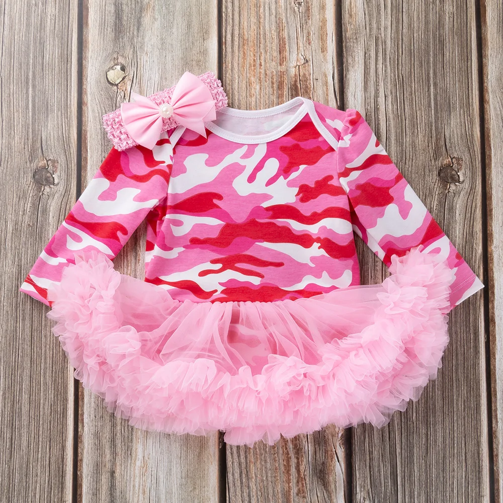 2019 new Baby Newborn Pink Dress Girls Rompers Long Sleeve Cotton Ruffle Jumpsuit Girl Clothes 2pcs set | Детская одежда и обувь
