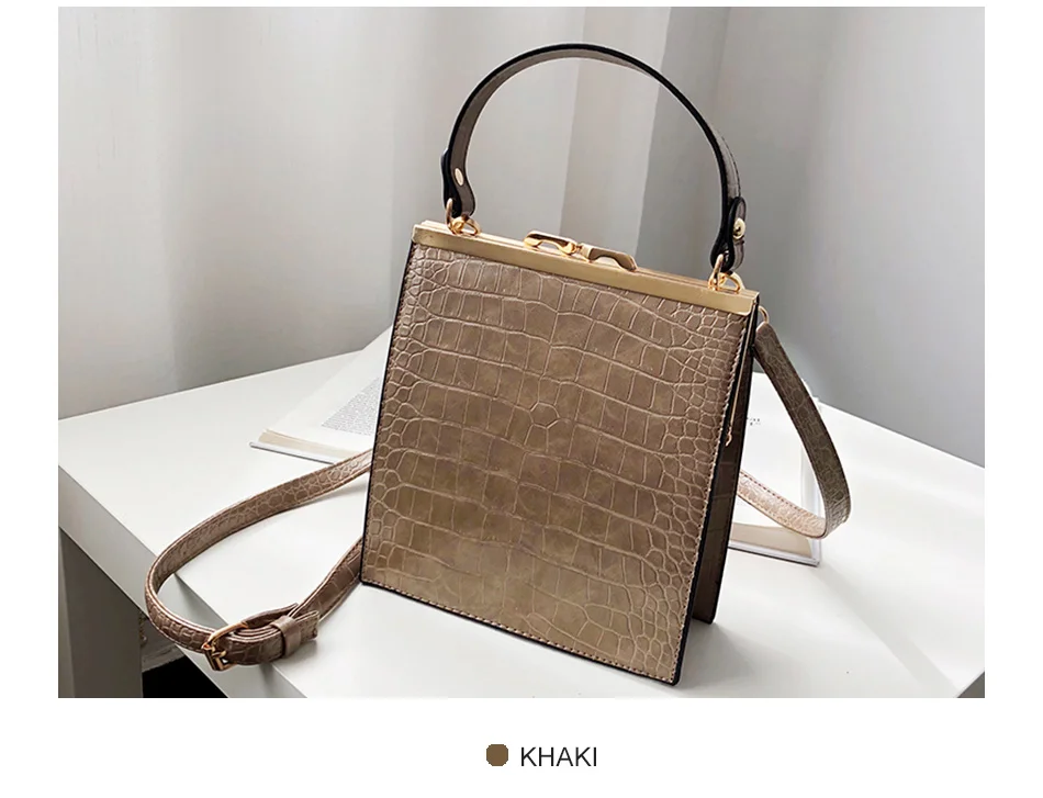IDUNBAG винтажные черные сумки с крокодиловым узором, сумка на плечо, модная женская сумка из искусственной кожи, женская вечерняя сумка-мессенджер на застежке