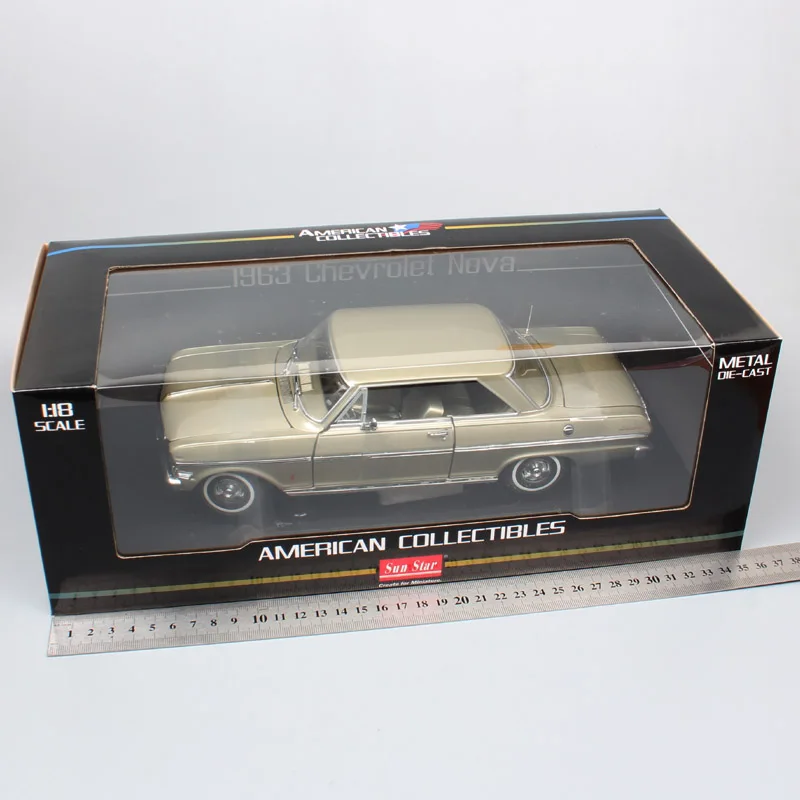 Детские Большие винтажные весы Sunstar 1963 1:18 Chevrolet Chevy II Nova Купе игрушечные