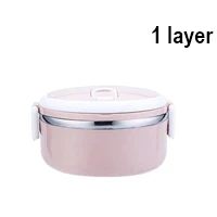 1 Layer (Pink) Утолщенный Ланч-бокс из нержавеющей стали, термо-бокс для еды, Ланчбокс в японском стиле для взрослых и детей, для офиса, портативный, для пикника, школы - Цвет: 1 Layer (Pink)
