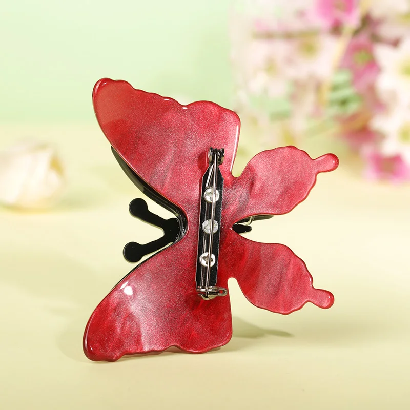 Blucome яркие серые Красные Акриловые броши в форме бабочки для женщин детские