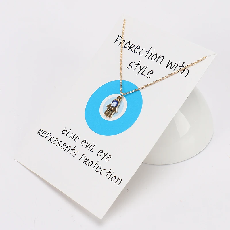 Повезло глаз Подвески в виде руки хамсы ожерелье с клипсами Дурной карты колье