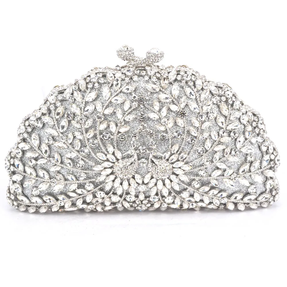 Вечерняя сумка с красными стразами и маленьким оранжевым павлином Сумка шипами