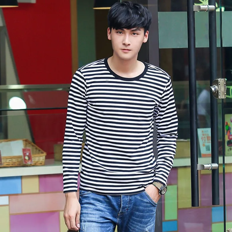 Размера плюс полосатые футболки для мужчин новая мужская футболка с длинным