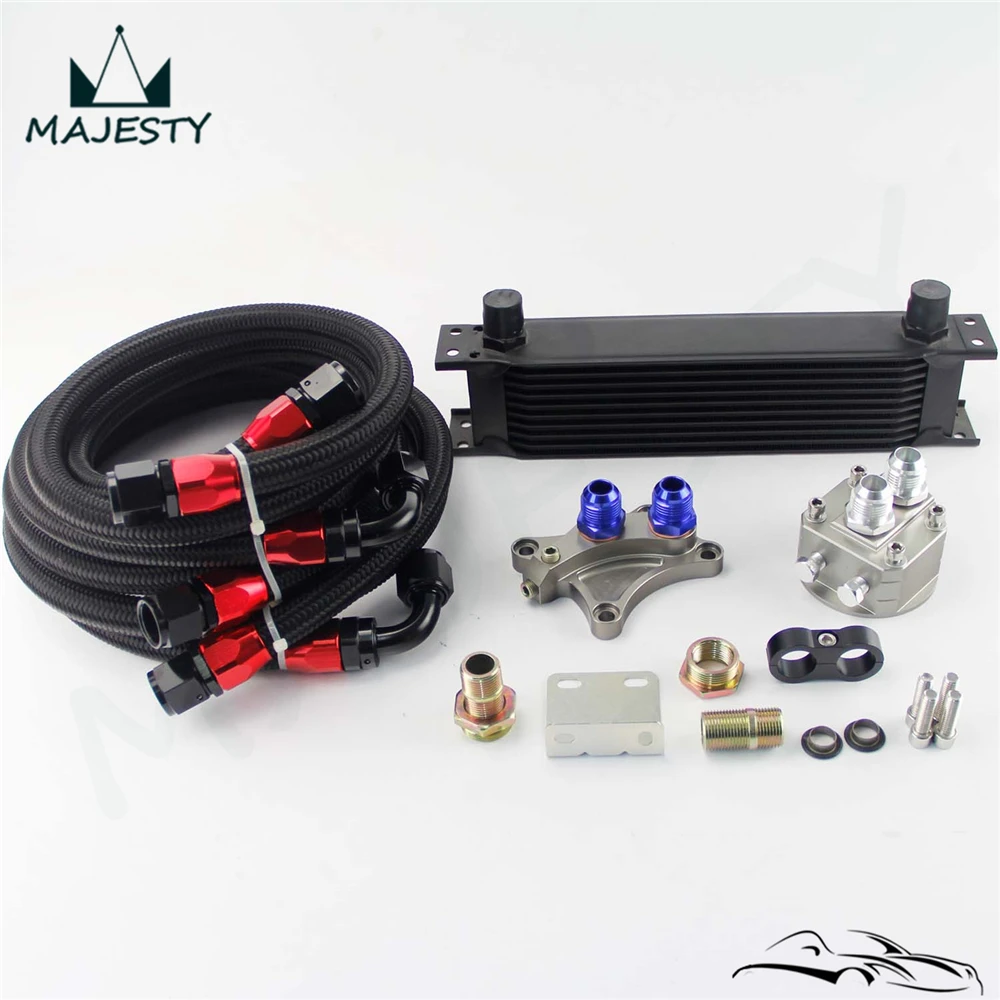 Набор масляных кулеров 10 рядов для N * ISSAN S ilvia S13 S14 180SX 200SX 240SX SR20DET TURBO Black|oil cooler kit|cooler