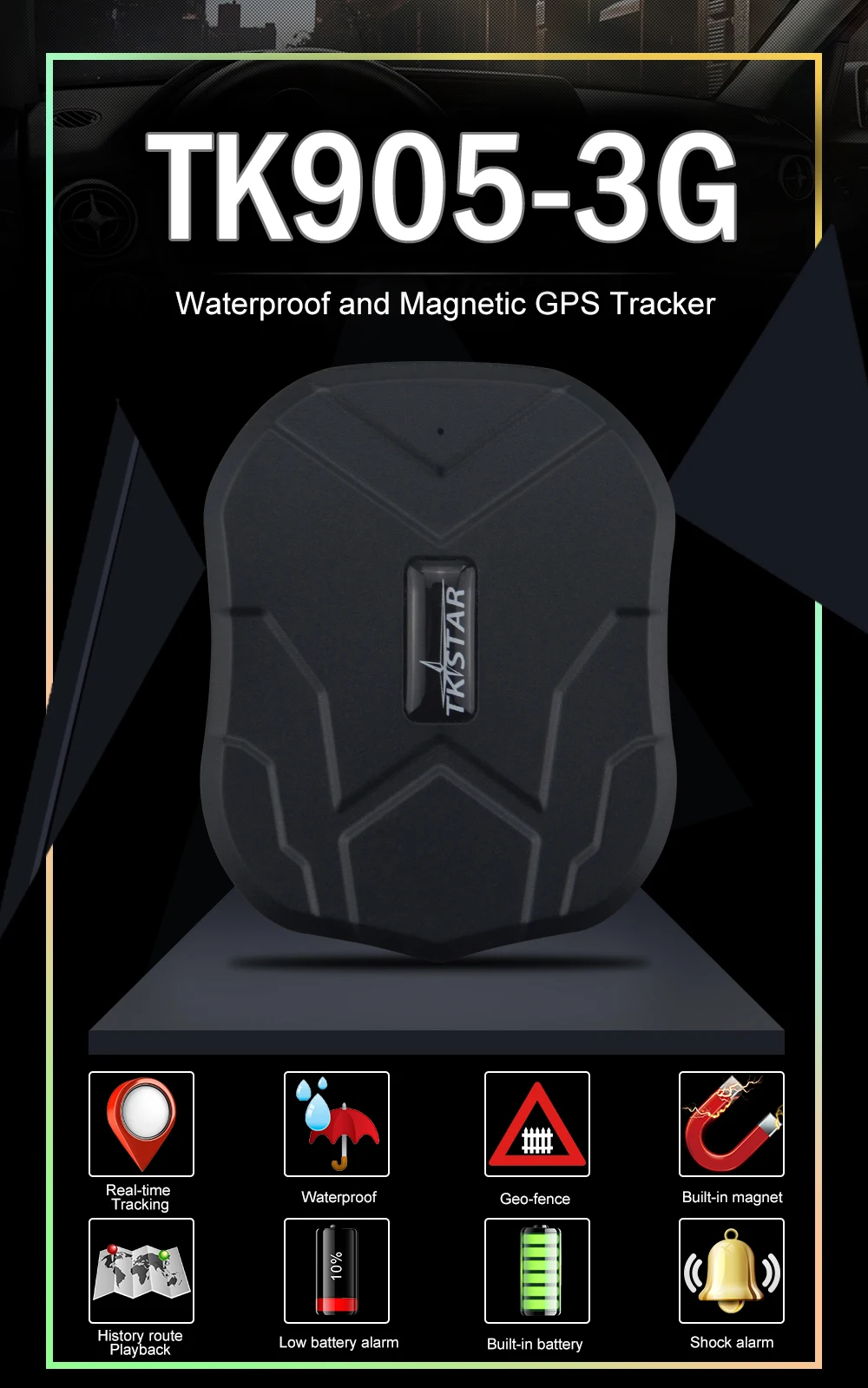 TKSTAR водонепроницаемый автомобильный gps-локатор TK905-3g 3g gps трекер 5000 мАч 90 дней в режиме ожидания магнит голосовой монитор бесплатное веб-приложение