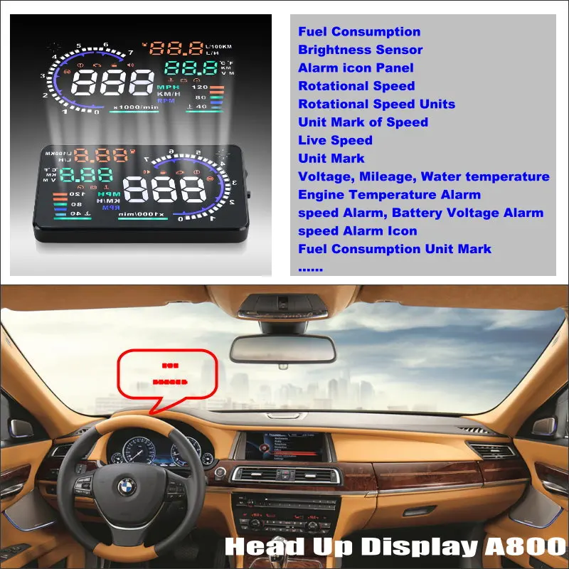 Car HUD Head Up Display For BMW 7 E65/E66/E67/E68/F01/F02 AUTO OBD Refkecting Windshield Screen Safe Driving Projector