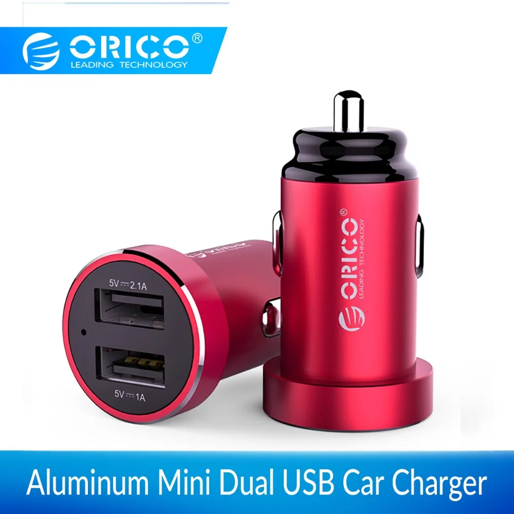 ORICO Mini Dual USB Автомобильное зарядное устройство для телефона 5V2. 1A зарядка мобильного телефона для iPhone X быстрое USB зарядное устройство адаптер для samsung Xiaomi