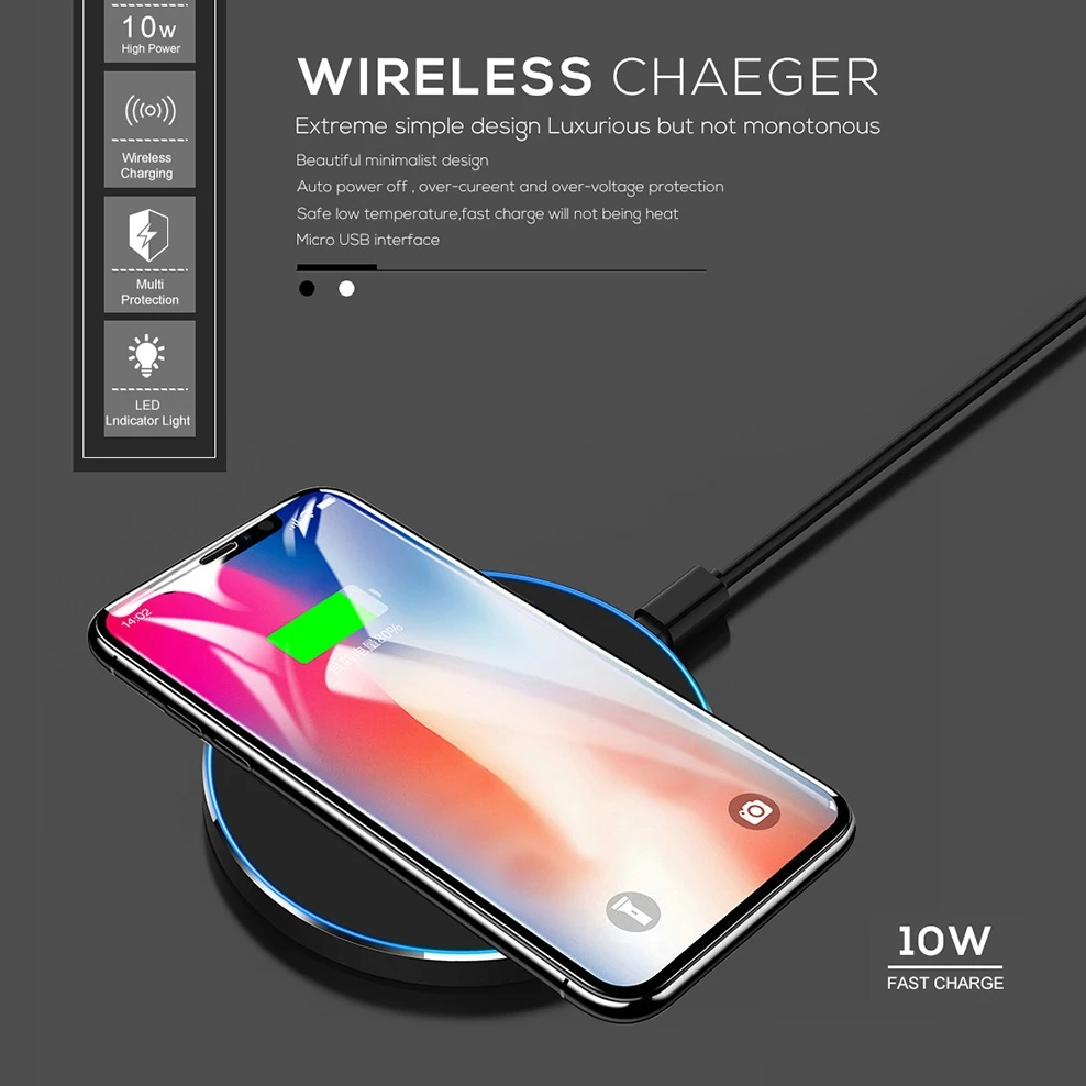 Беспроводное зарядное устройство FDGAO 10 Вт для Samsung S20 S10 быстрая Беспроводная