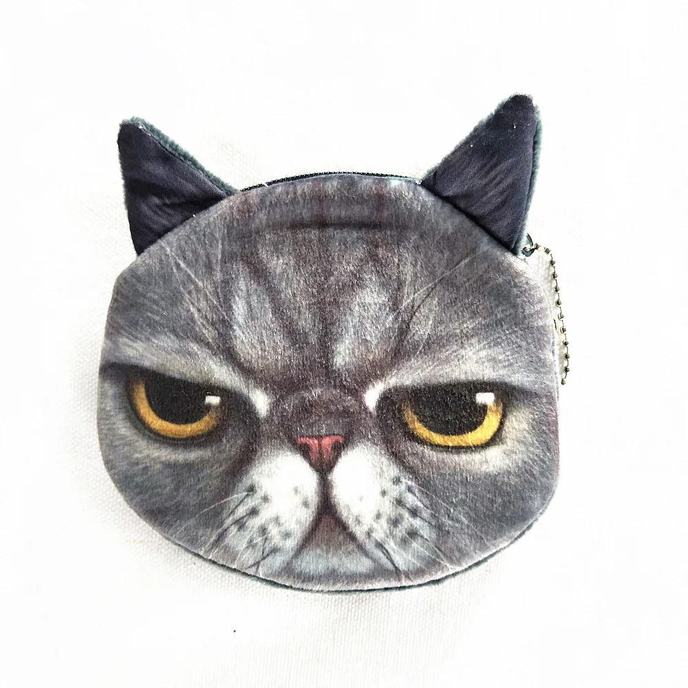 M021 милые Мультяшные женские кошельки плюшевый Кот много стилей 3D принт портмоне