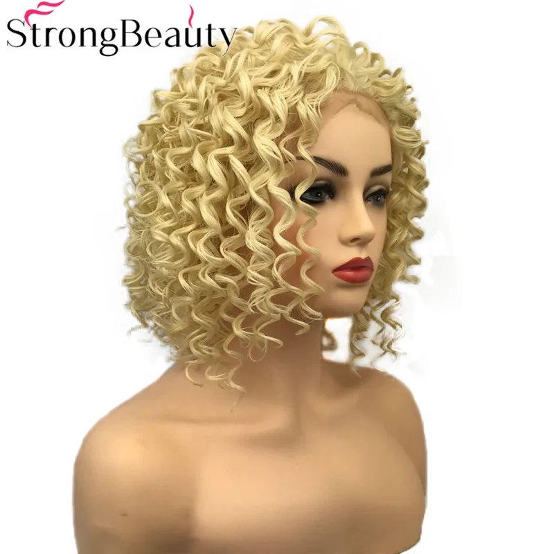 Фронтальный парик StrongBeauty на сетке синтетические волосы кудрявые парики средней