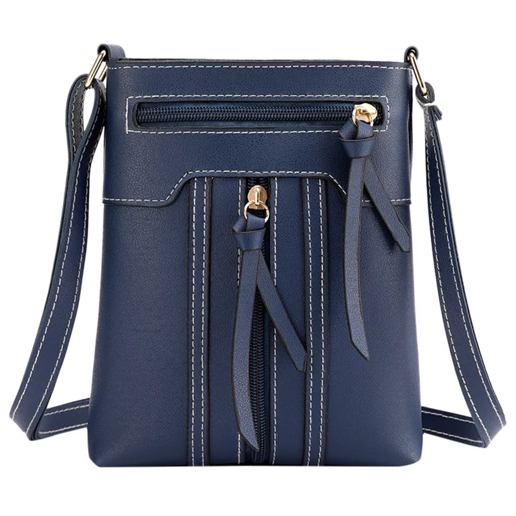 Dark Blue OCARDIAN женские модные сумки на плечо на молнии однотонные сумки на плечо с бантом дизайн однотонные сумки на плечо 94229 - Цвет: Dark Blue