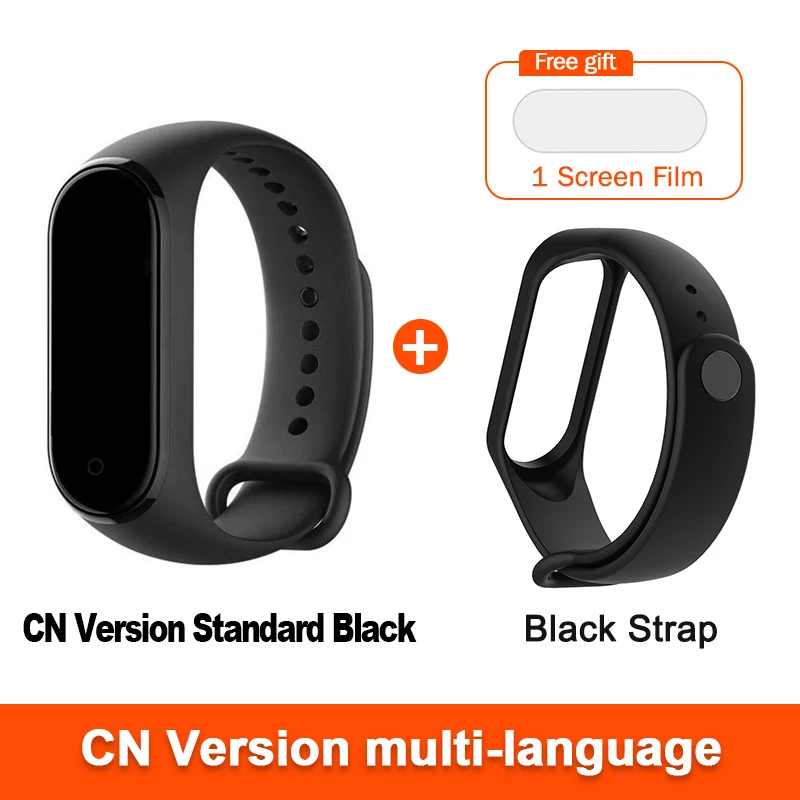 CN add Black strap Xiaomi Mi Band 4 умный Браслет пульсометр фитнес цветной экран Bluetooth 5,0 водонепроницаемый спортивный водонепроницаемый смарт-браслет 4 - Color: CN add Black strap