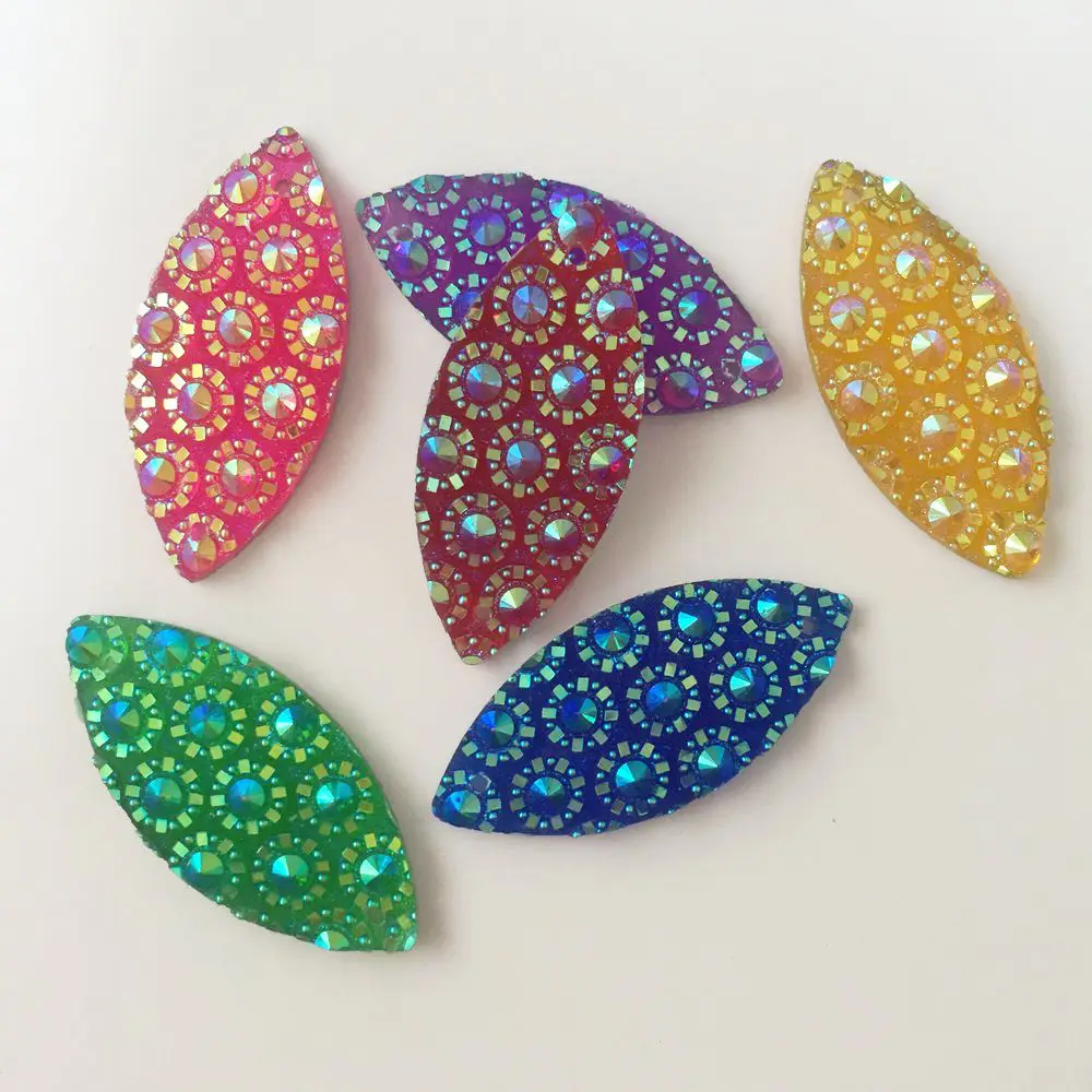 

Mix DIY 15PCS AB Resin flower horse eye Flatback rhinestone ornaments jewelry making accessories supplies PF506
