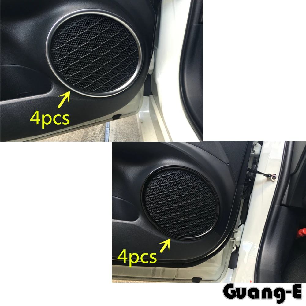 

Car Styling Detector Stick ABS Chrome Inside Door Audio Speak Speaker Sound Ring Lamp Trim 4pcs For Toyota Prius 2016 2017 2018