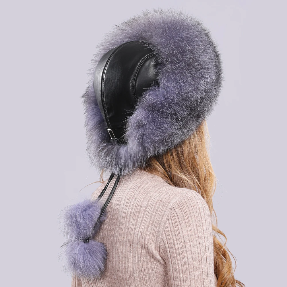 Женские сапоги для русской зимы из натурального меха лисы шапки-ушанки теплый