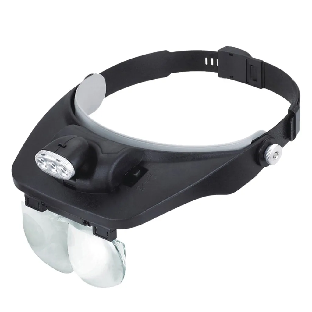 Four Multiple Lens Head-Mounted Magnifying Glass With Three LED Lights 81001-E Profession Tools T10 | Инструменты