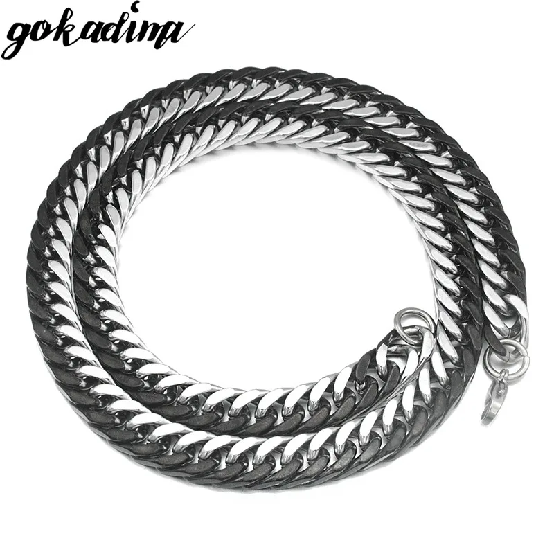 

GOKADIMA Fashion party Stainless Steel Geometric Necklace Link Chain Jewelry 2017 New Men Necklace Party Rock Gift WN397