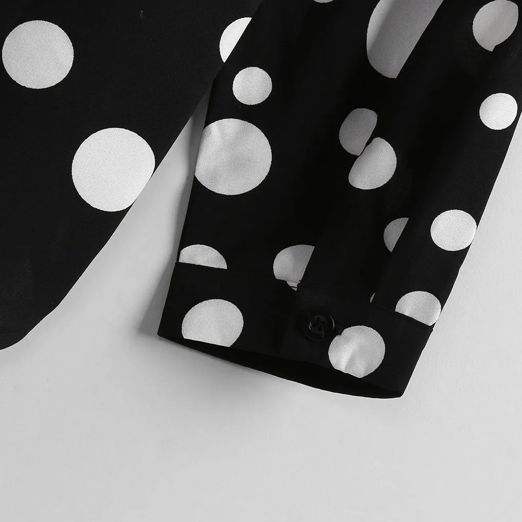 

men shirt long sleeve Men's Fashion Loose Casual Long-sleeved Polka Dot Printed Shirt Top Blouse shirt men casual#15