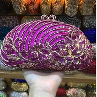 luxury silver green crystal mini purse evening purple clutch bag women metal box minaudiere wedding party dinner diamond handbag