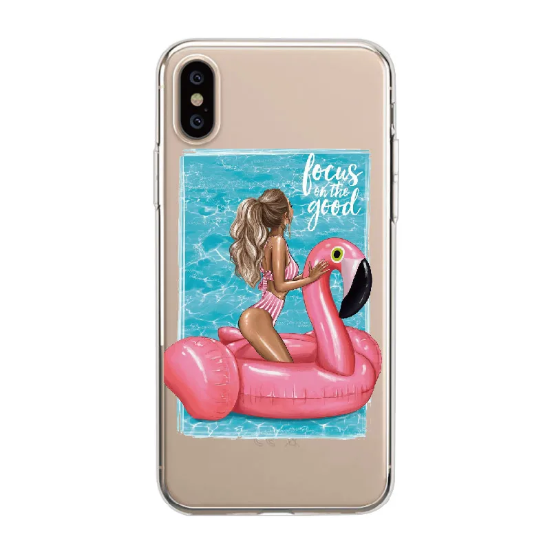 Модный стильный летний пляжный мягкий прозрачный чехол для iPhone 12 Mini 8 7 7Plus 6 6S XS Max XR