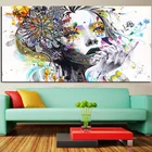 HD печать акварель девушка с цветочным абстрактным психоделическим рисунком масляная живопись на холсте фотообои без рамки для декора гостиной