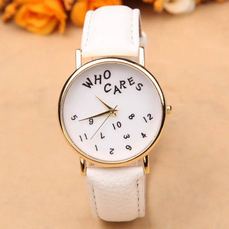 Часы Timezone #301 модные повседневные часы унисекс Who cares с кожаным ремешком