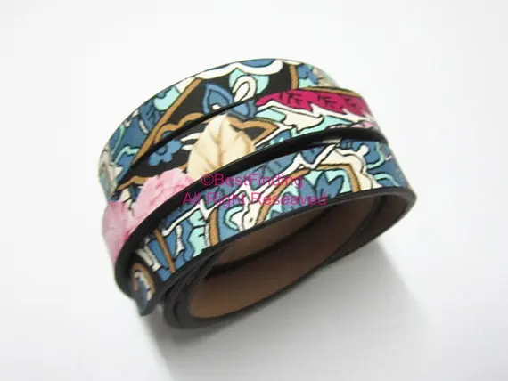 10x2mm Ethnic leather cord 10mm Blue ethnic Flat | Украшения и аксессуары