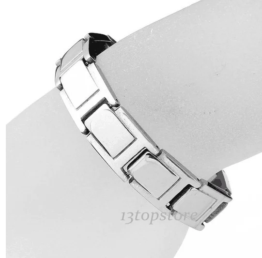 Мужские 12 мм титановые магнитные терапевтические звенья браслет отрицательные