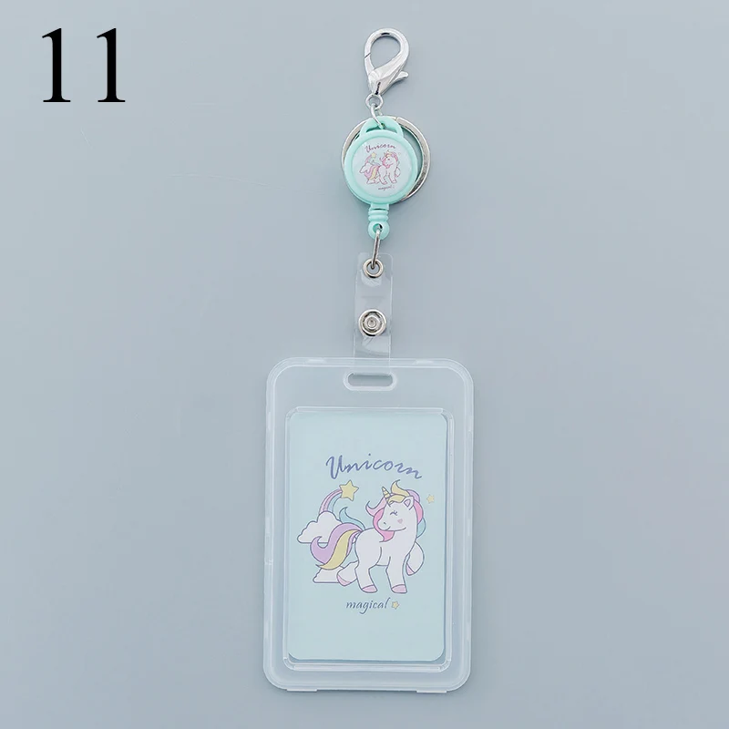 11 Kawaii Unicorn выдвижной значок милые, Мультяшные, прозрачные карточки ID держатель пряжки Имя тег держатель для карт для подарков - Цвет: 11
