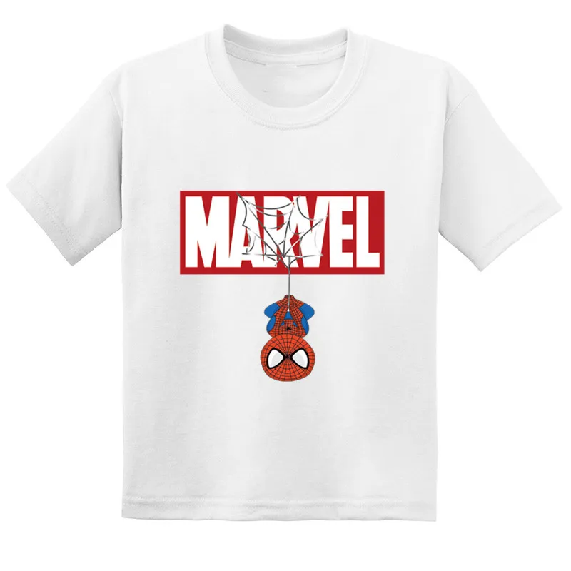 White-A- Забавная детская футболка с принтом Человека-паука из мультфильма «Marvel» летняя хлопковая футболка с короткими рукавами для маленьких девочек повседневная одежда для мальчиков GKT276 - Color: White-A-
