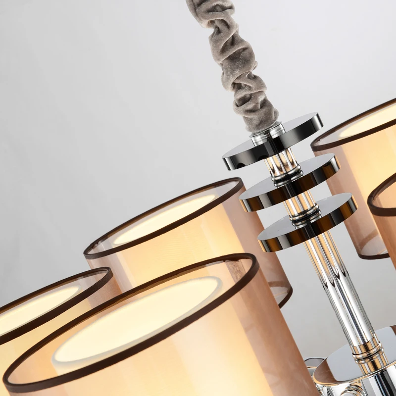 Modern Led Crystal Chandeliers Fabric Shade E27 3 Arms Dining Room Chandelier Lighting Pendientes Lampadario Plafon De Cristal | Освещение