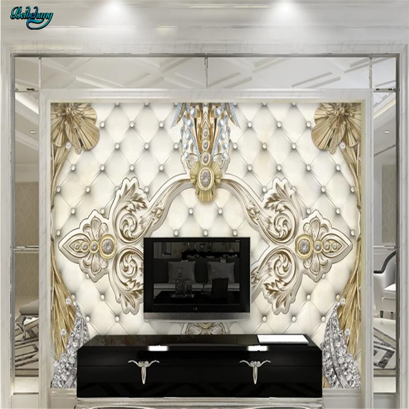 beibehang Large custom wallpaper beautiful European style gem soft bag TV backdrop home decoration | Обустройство дома