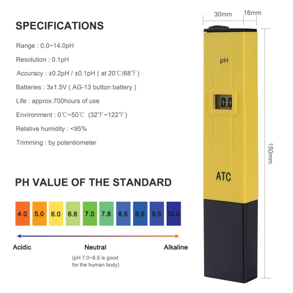 Цифровой измеритель PH TDS EC 0,00-14,0 PH тестер TDS и EC измеритель термометр 0-9999us/cm 0-9999ppm 0,1-80,0 градусов 3 в 1 монитор воды