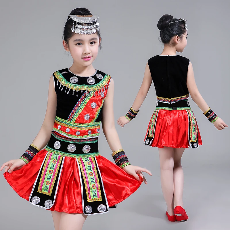 Одежда Hmong для детей китайские традиционные народные танцевальные костюмы