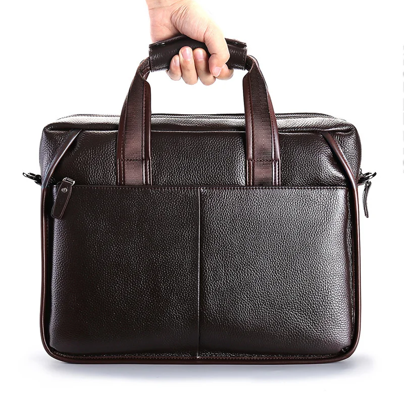 100% Genuine Leather Men's Briefcase Large Capacity Men Handbags Business Men Shoulder Messenger Bag Natural Cowskin Laptop Bag