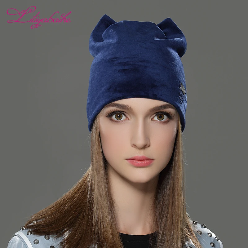 LILIYABAIHE Женская осенне зимняя шапка дамские шапки с котом для девушек женщин