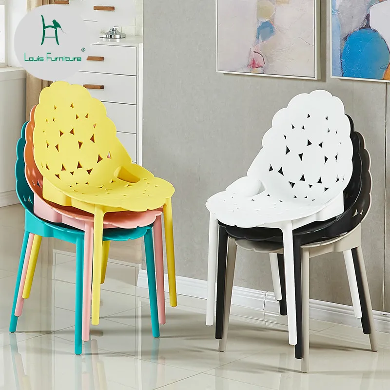 

Louis Fashion Dining Chairs Modern Simple Plastic Nordic Leisure Creative Home Coffee Outdoor Reception