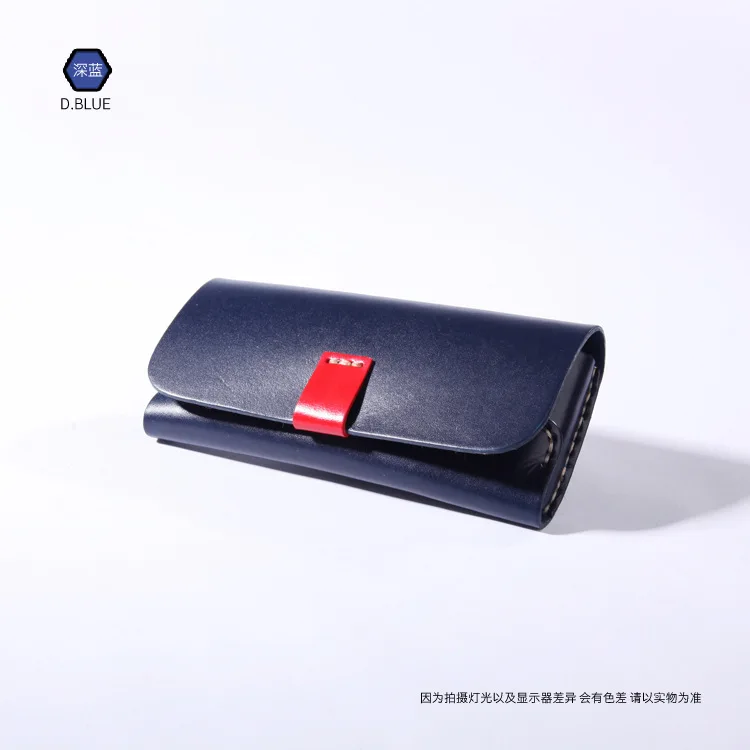 Blue Новинка, ручная работа, кортекс, коробка для очков, Ретро стиль, высокое качество, Кожаный Чехол для очков, Воловья кожа, чехлы и сумки для очков BR5049 - Цвет: Blue
