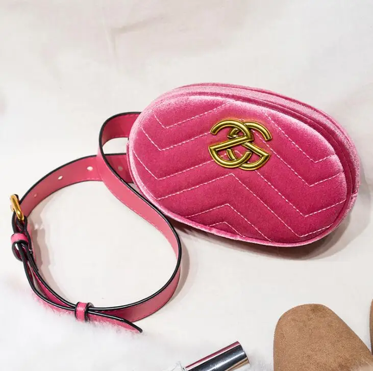 Velvet Hot Pink ZS Новинка, Высококачественная поясная сумка, Женская поясная сумка на пояс, сумка на пояс для женщин, роскошная брендовая Дизайнерская кожаная нагрудная сумка - Цвет: Velvet Hot Pink ZS