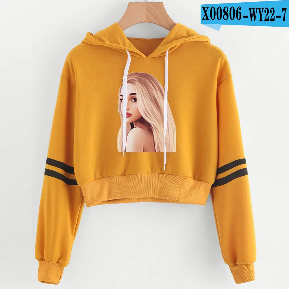 orange Новинка, стильная толстовка с принтом пупка, женская одежда Ariana Grande Kawaii, толстовки, укороченный топ, женская повседневная одежда - Цвет: orange
