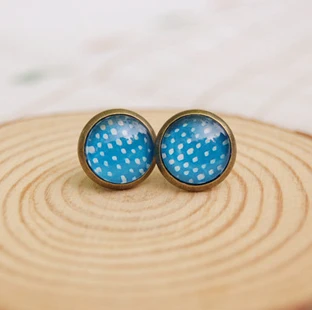 12 парт/лот синие тона белый дождь Винтажные серьги-гвоздики для девочек